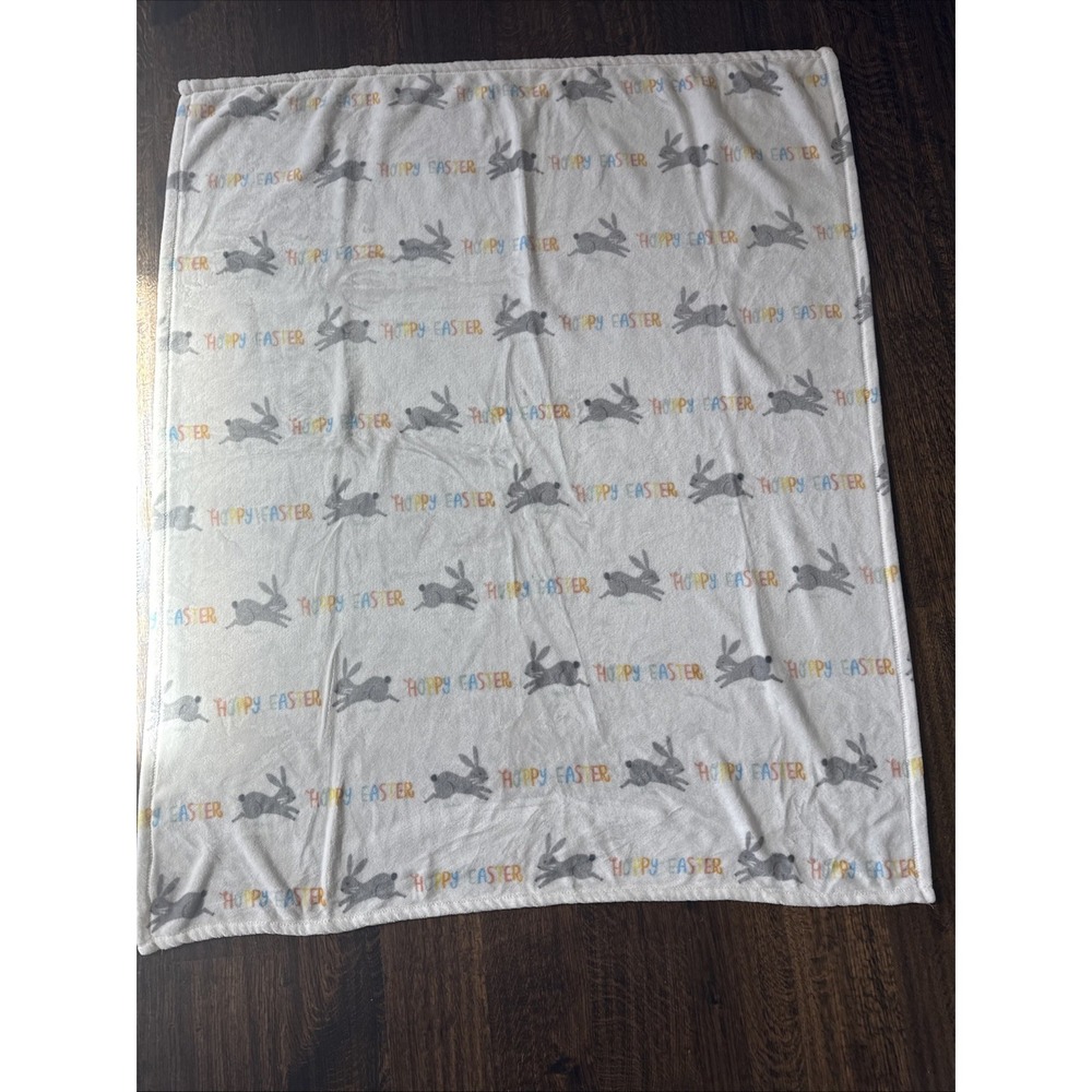 Spritz EASTER BUNNY Print White Throw Blanket Polyester 50" x 60"‎ Hoppy Easter